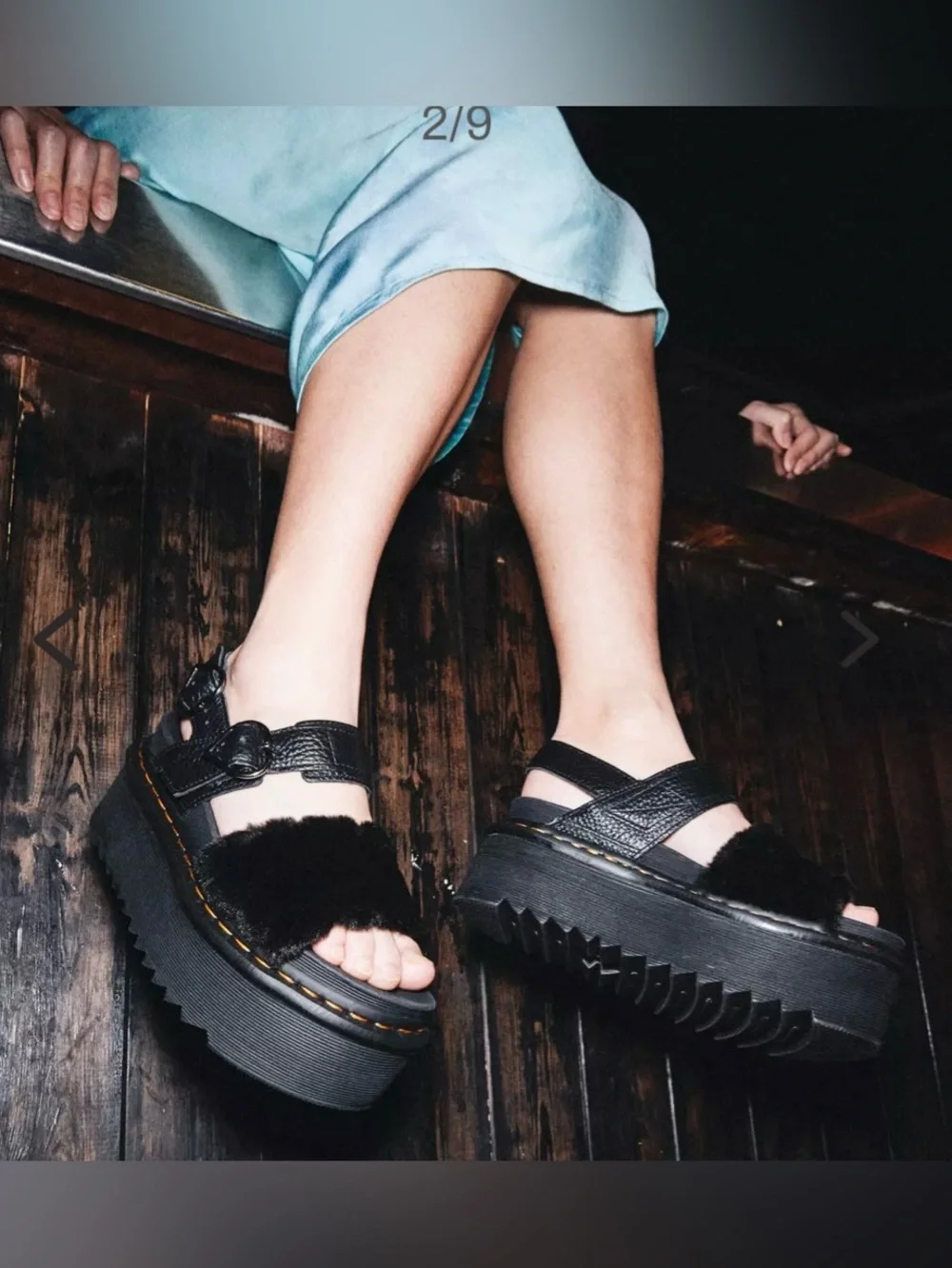 Dr. Martens Voss Quad Fluffy Faux Fur Platform Slide Sandals Women’s Size 7